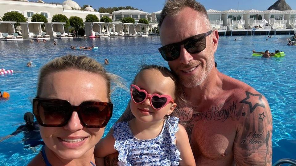 Ola and James Jordan on holiday with daughter Ella