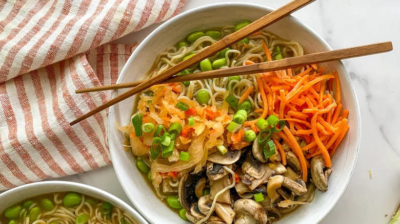 Kimchi Ramen Bowl with chopsticks