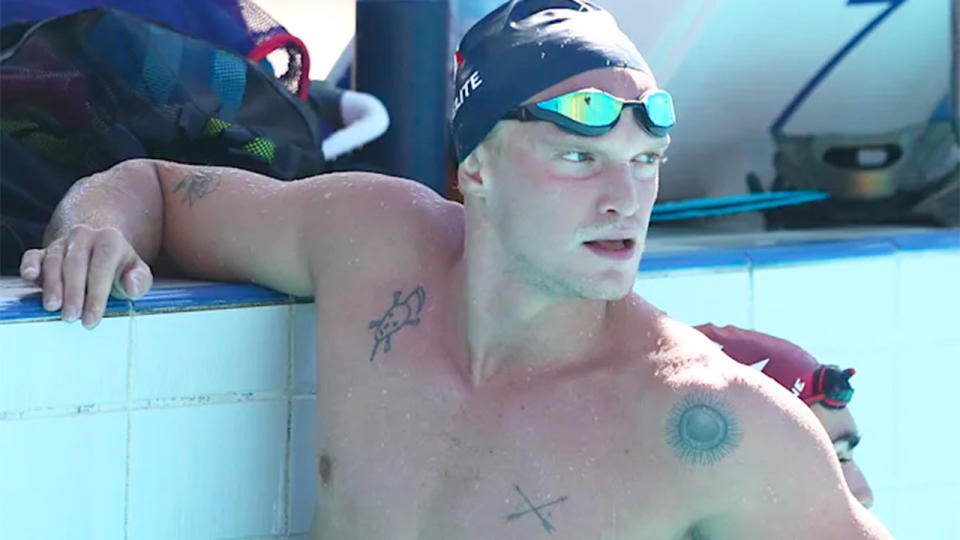 Cody Simpson is seen here in the pool after a swimming race.