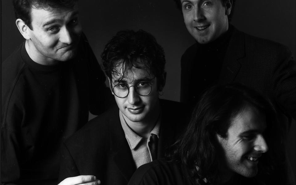 L to R: Hugh Dennis, David Baddiel, Steve Punt and Rob Newman in The Mary Whitehouse Experience