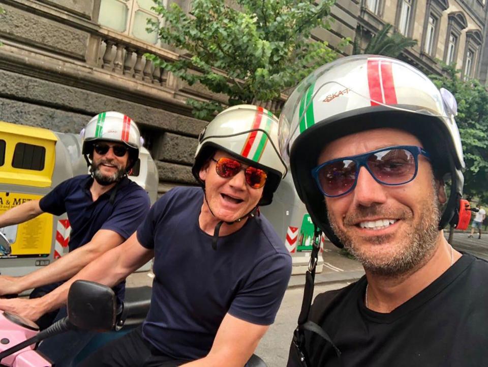 GORDON RAMSAY'S ROAD TRIP: EUROPEAN VACATION, from left: Fred Sirieix, Gordon Ramsay, Gino D'Acampo, (Season 1, premiered Dec. 13, 2021). photo: ©Fox / Courtesy Everett Collection