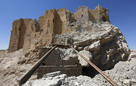 FILE PHOTO A view shows the damage at Fakhreddin's Castle, known as Palmyra Castle, on the outskirts of the historic city of Palmyra, in Homs Governorate, Syria April 1, 2016. REUTERS/Omar Sanadiki/File Photo