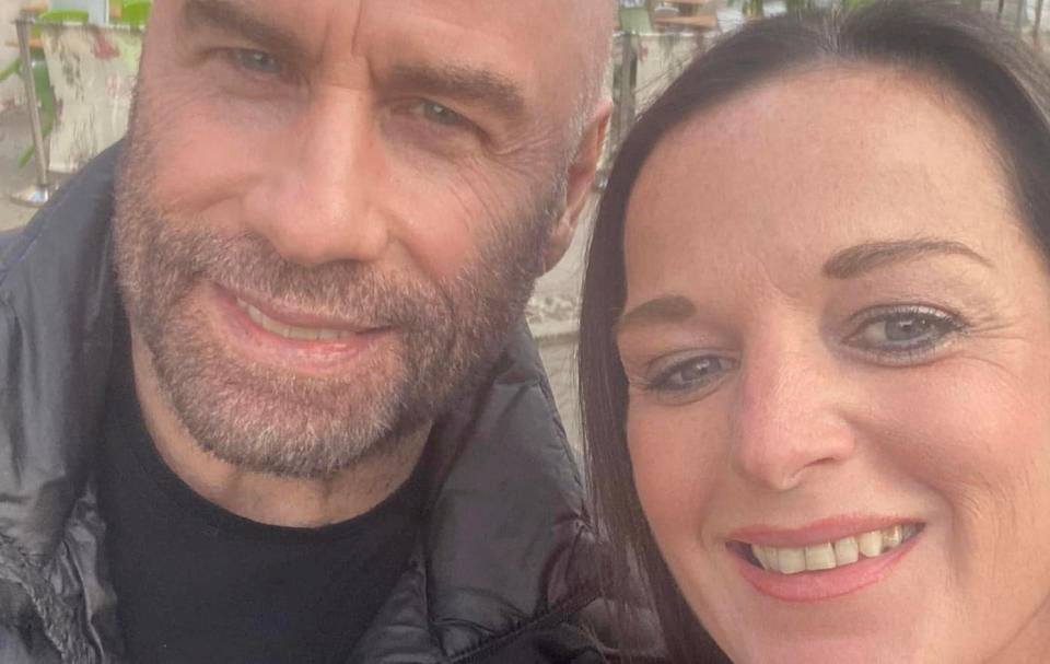 Siobhan Beavan got a selfie with Hollywood superstar John Travolta in Norwich yesterday (SWNS)