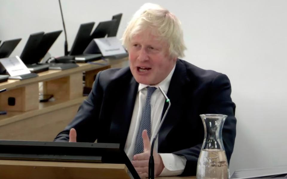 Boris Johnson giving evidence at the Covid Inquiry