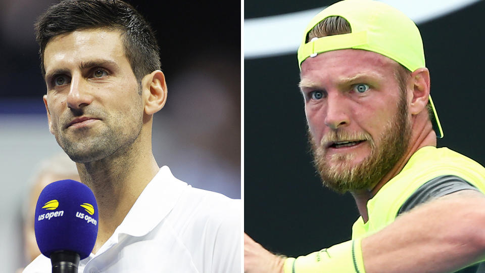 Novak Djokovic has been labelled 'tone deaf' by former Australian contender Sam Groth over his attempts to enter the country without being vaccinated against Covid-19. Pictures: Getty Images