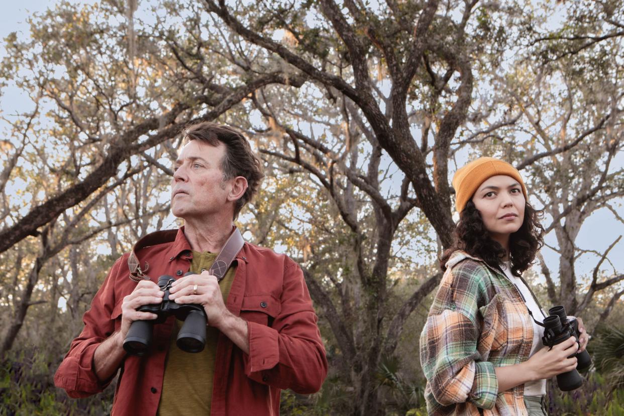 Stephen Spencer and Dekyi Rongé star in the Urbanite Theatre production of “Birds of North America” by Anna Ouyang Moench.