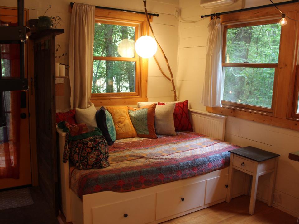 the day bed inside the tiny house