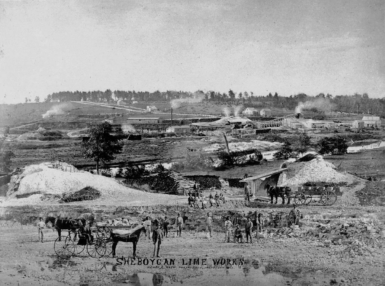 FILE - The Sheboygan Lime Works as seen in 1885. The lime from the quarry was used to build Holy Name and other structures around Sheboygan, Wis.