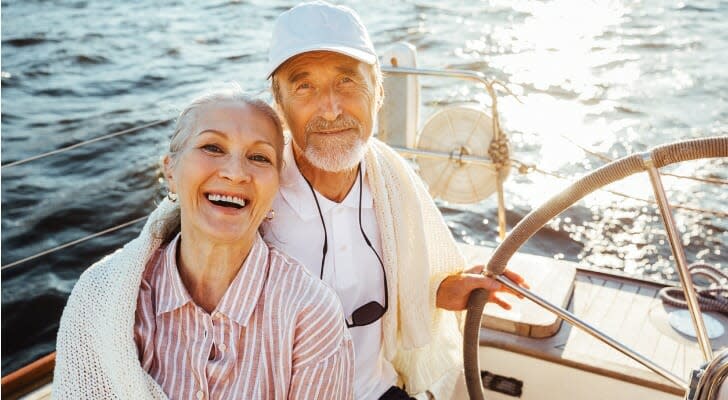 Retired couple sailing