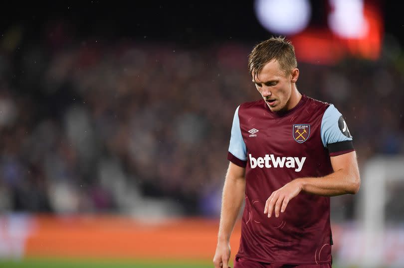 James Ward-Prowse of West Ham United looks on during the UEFA Europa League 2023/24 Group A match between West Ham United FC and FK TSC Backa Topola