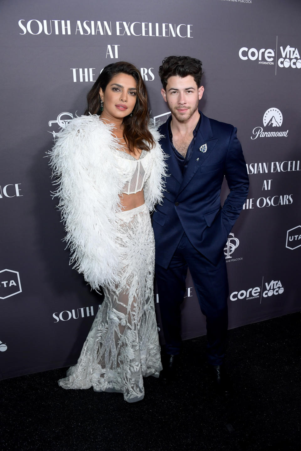 LOS ANGELES, CALIFORNIA - MARCH 09: Priyanka Chopra Jonas and Nick Jonas attend the 2nd Annual South Asian Excellence Pre-Oscars Celebration at Paramount Pictures Studios on March 09, 2023 in Los Angeles, California. (Photo by Unique Nicole/Getty Images)