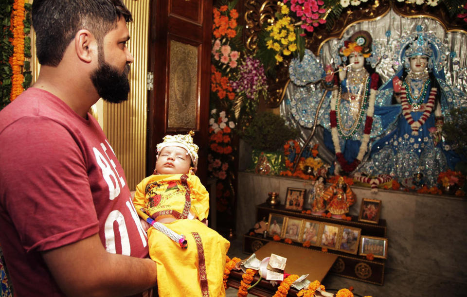 Hindu devotees mark Krishna Janmashtami festival