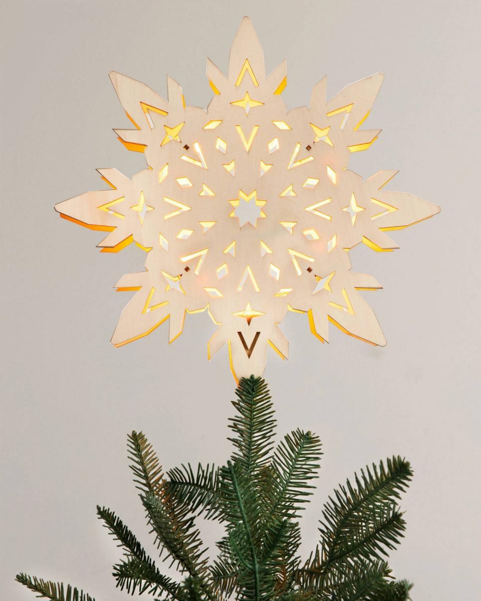 Wooden Snowflake Tree Topper