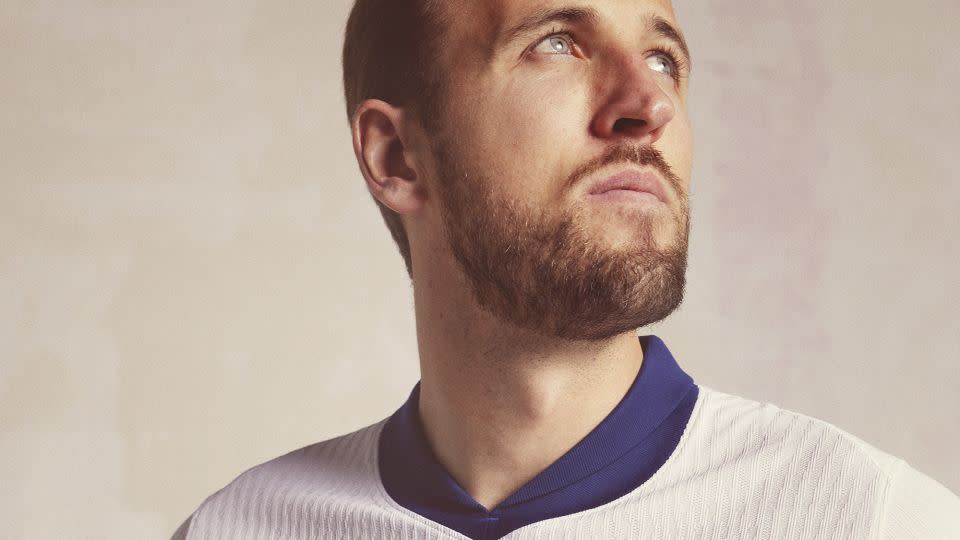 England captain Harry Kane wears his national team's new kit. - The FA/Getty Images