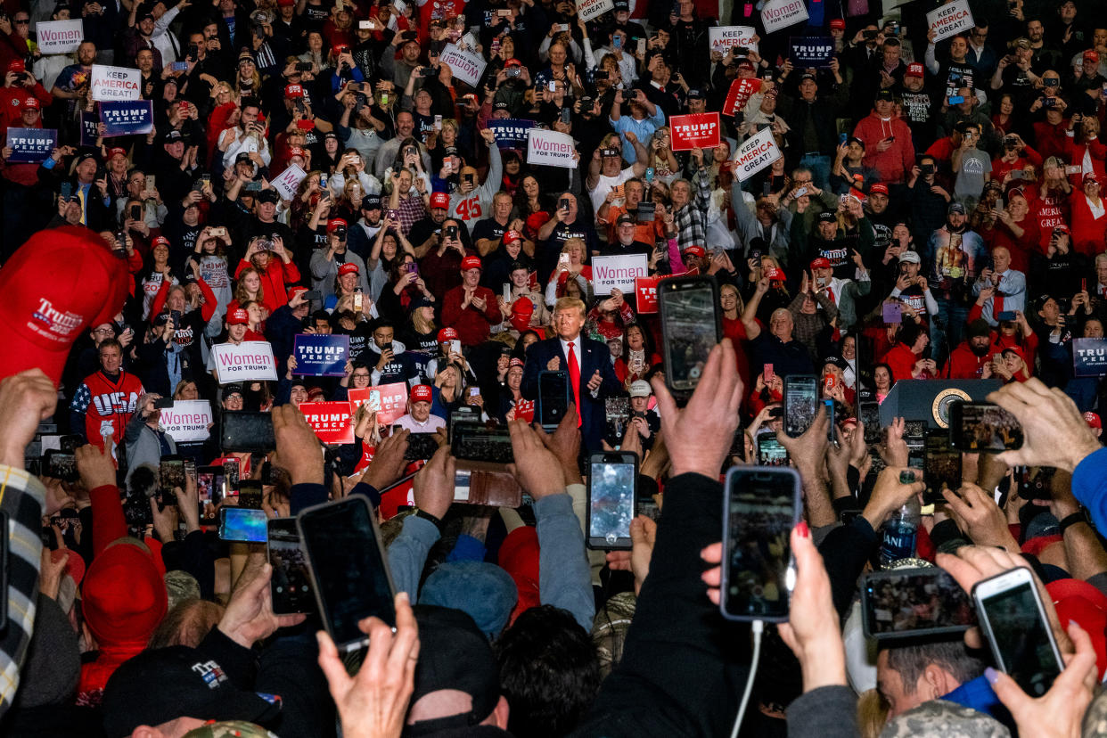 Wildwood, N.J., Jan. 28, 2020. "Trump rallies have a certain formula. He is a showman trying out new lines and new tricks to see how the audience responds. The successful lines become part of the act, and the rest are discarded. He always stokes anger at the 'fake news,' and thousands turn around to boo the media and give us the finger. Yet when we talk to Trump's supporters before and after his speech, they are generally kind and polite. After I had a violent encounter with a mob in Egypt in 2011, I know how quickly and easily groups of people can turn."