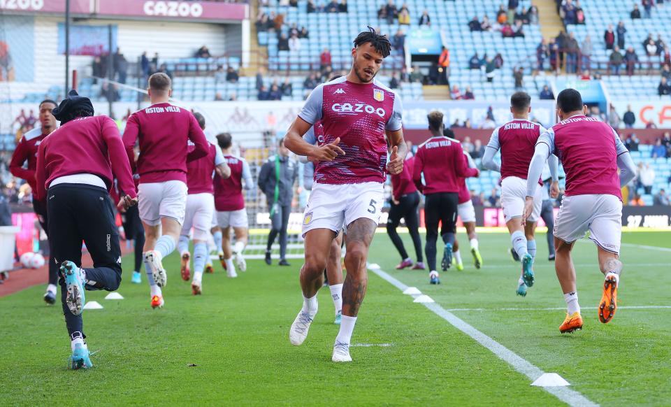 Aston Villa players warm up before kick-off (Getty Images)