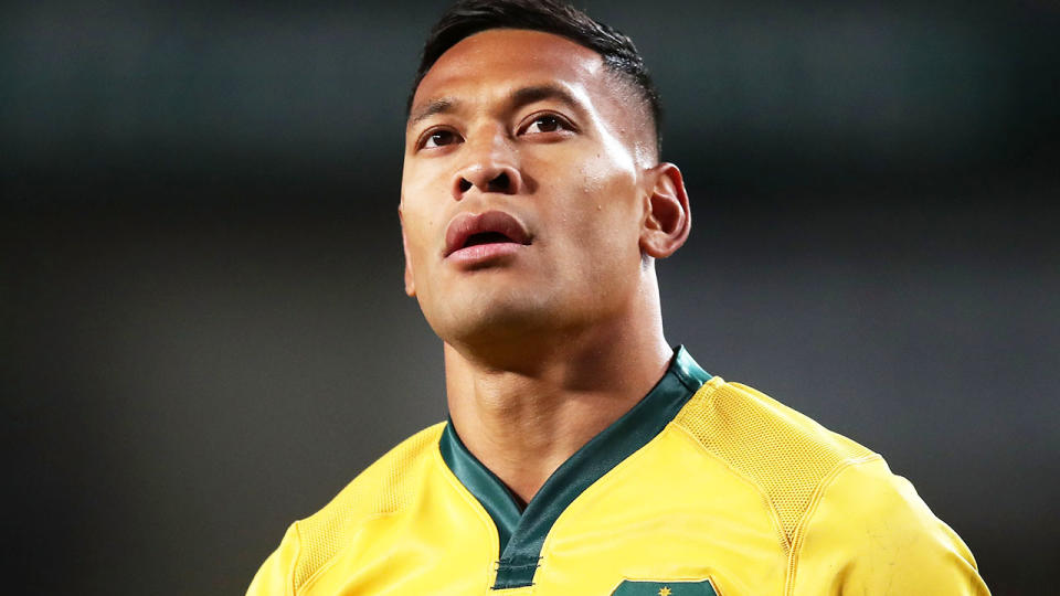 Israel Folau, pictured here playing for the Wallabies in 2018.
