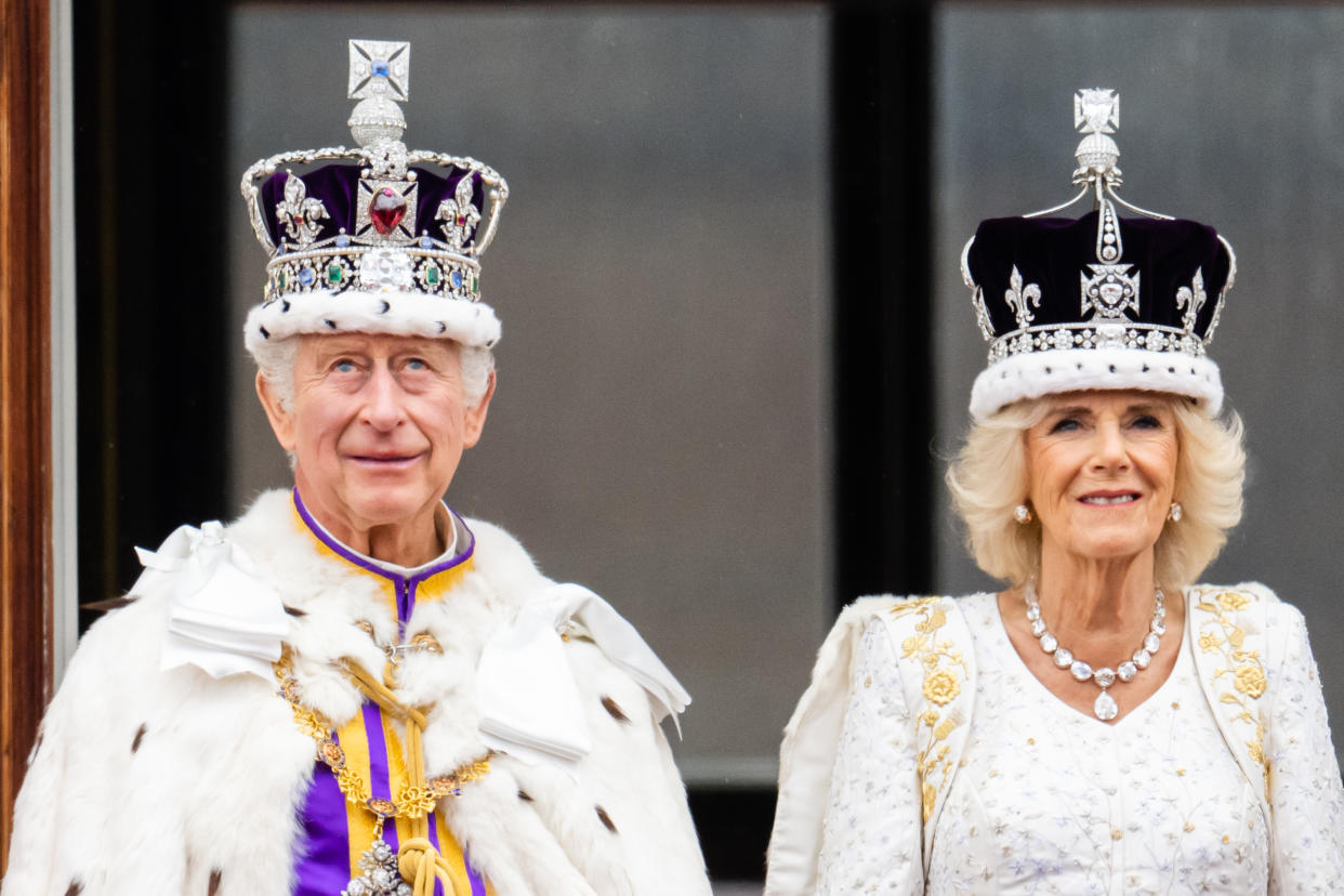 LONDON, ENGLAND - MAY 06: <<enter caption here>> during the Coronation of King Charles III and Queen Camilla on May 06, 2023 in London, England. The Coronation of Charles III and his wife, Camilla, as King and Queen of the United Kingdom of Great Britain and Northern Ireland, and the other Commonwealth realms takes place at Westminster Abbey today. Charles acceded to the throne on 8 September 2022, upon the death of his mother, Elizabeth II. (Photo by Samir Hussein/WireImage)