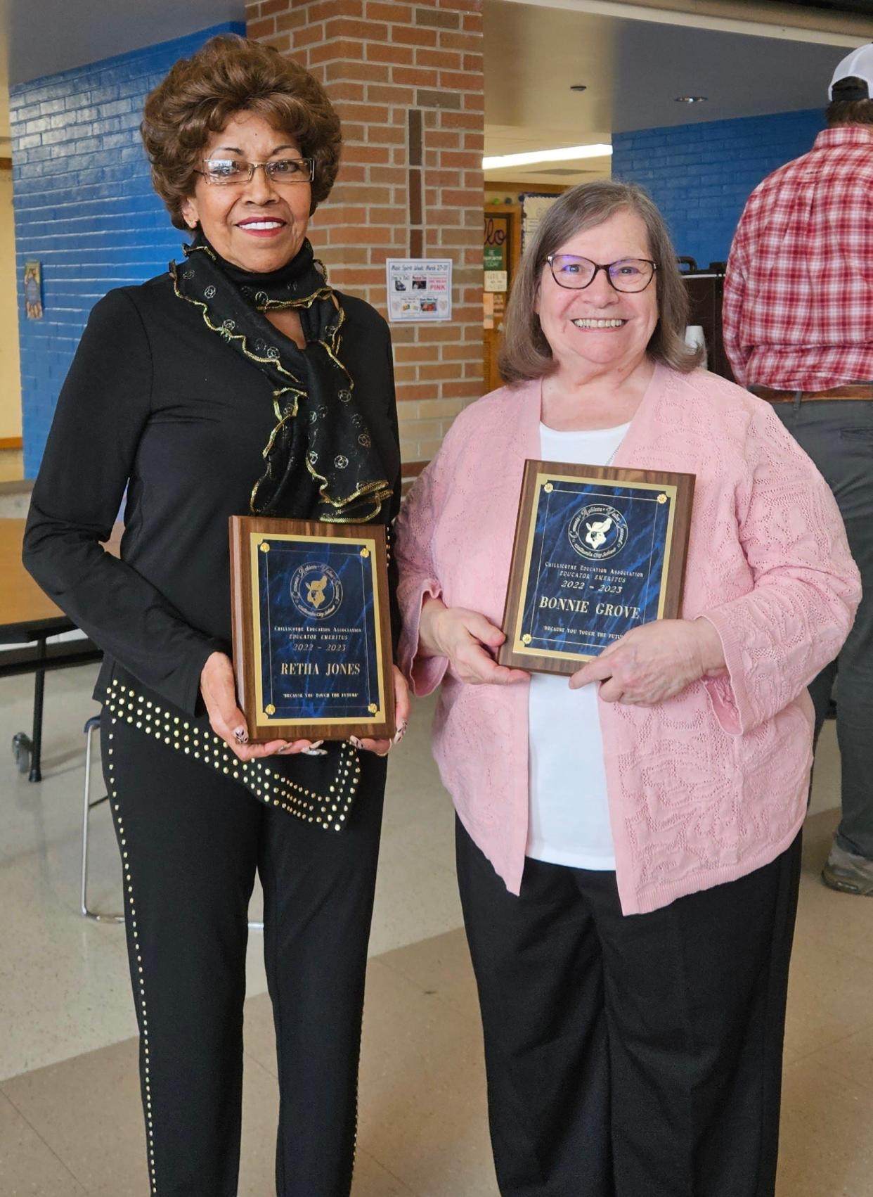 Bonnie Grove and Retha Jones were honored through the Educator Emeritus Awards Program which has been recognizing exemplary teachers since 1975.