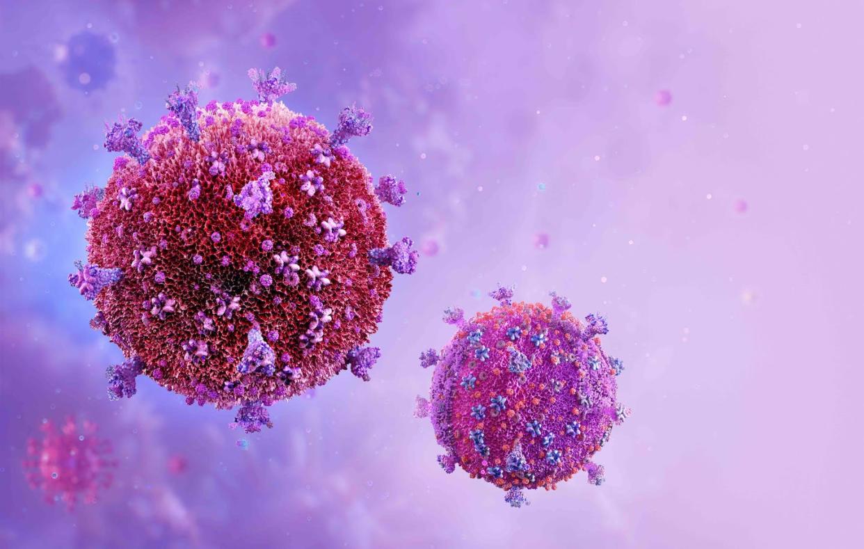 La envoltura del VIH y los azúcares que presenta impiden la acción de los anticuerpos del sistema inmune. <a href="https://www.shutterstock.com/es/image-illustration/hiv-virus-cells-scientifically-accurate-human-1912226668" rel="nofollow noopener" target="_blank" data-ylk="slk:Corona Borealis Studio / Shutterstock;elm:context_link;itc:0;sec:content-canvas" class="link ">Corona Borealis Studio / Shutterstock</a>