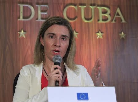 The European Union's Foreign Policy Chief, Federica Mogherini, speaks at a news conference in Havana March 24, 2015. REUTERS/Stringer