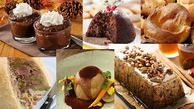 The many faces of British "pudding". All of these can be referred to as "pudding" in the UK.