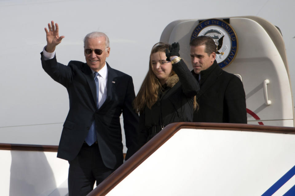Vice President Joe Biden with his granddaughter Finnegan Biden and son Hunter Biden 