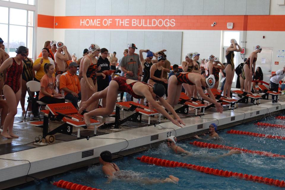 Swimmers hit the pool during the Artesia Invitational Jan. 21, 2023.