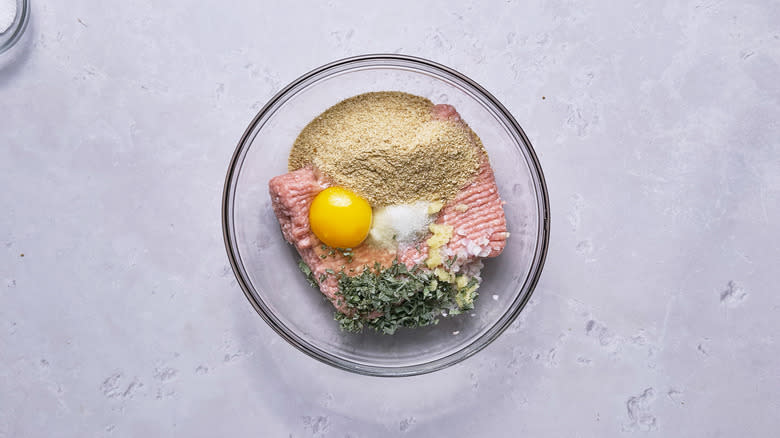 meatball ingredients in a bowl