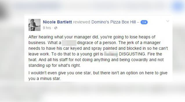 Many customers took to the company’s Facebook page to voice their disgust. Source: Supplied