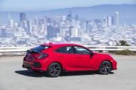 <p><a href="https://www.caranddriver.com/honda/civic" rel="nofollow noopener" target="_blank" data-ylk="slk:The base Civic hatchback;elm:context_link;itc:0;sec:content-canvas" class="link ">The base Civic hatchback</a> makes do with a 1.5-liter turbo four pushing out 174 horsepower. That's a lot less than <a href="https://www.caranddriver.com/honda/civic-type-r" rel="nofollow noopener" target="_blank" data-ylk="slk:the Type R;elm:context_link;itc:0;sec:content-canvas" class="link ">the Type R</a>, but considering the hatch's excellent chassis balance and available manual transmission, we're sure it can make you smile around a corner. </p>