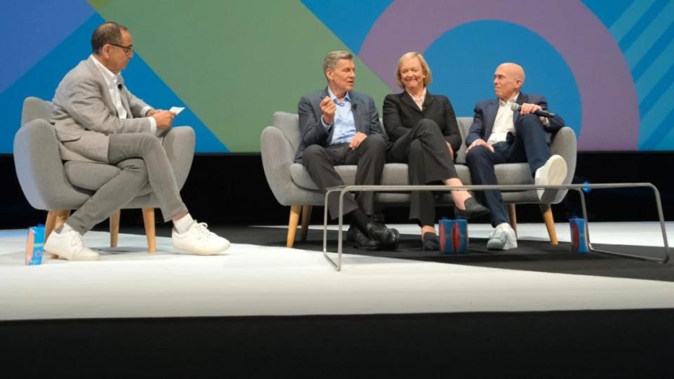 Michael Kassan, Meg Whitman, Jeffrey Katzenberg, Marc Pritchard at Cannes Lion 2019