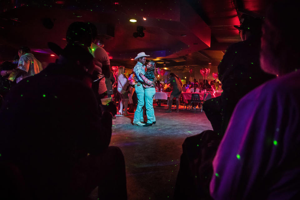 <p>Joe “Dancing Cowboy” Wrenn and his wife Barbara dance on “Cowboy Night” at Club Black Castle in Ruleville, Miss., February 2018. (Photograph by Rory Doyle) </p>