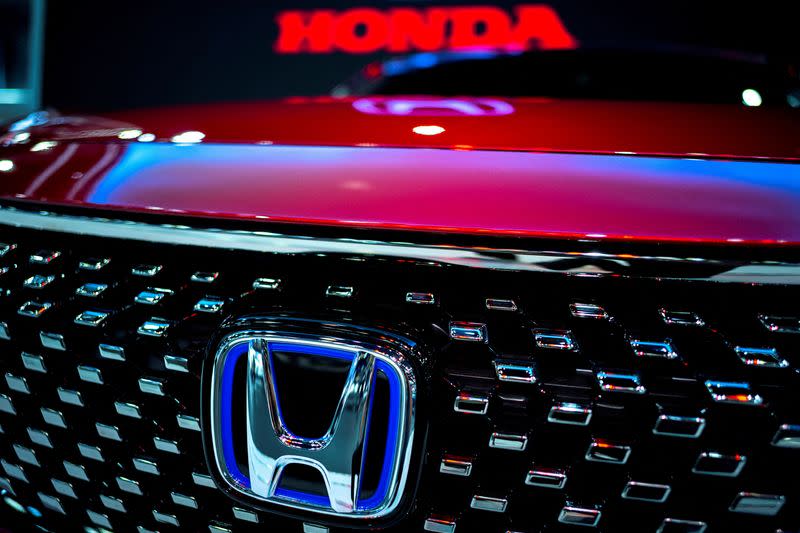 FILE PHOTO: The Honda Motor logo is pictured at the 43rd Bangkok International Motor Show