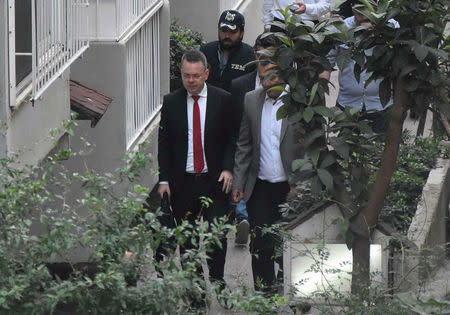 U.S. pastor Andrew Brunson arrives at his home after his trial in Izmir, Turkey October 12, 2018. Davut Can/Demiroren News Agency, DHA via REUTERS