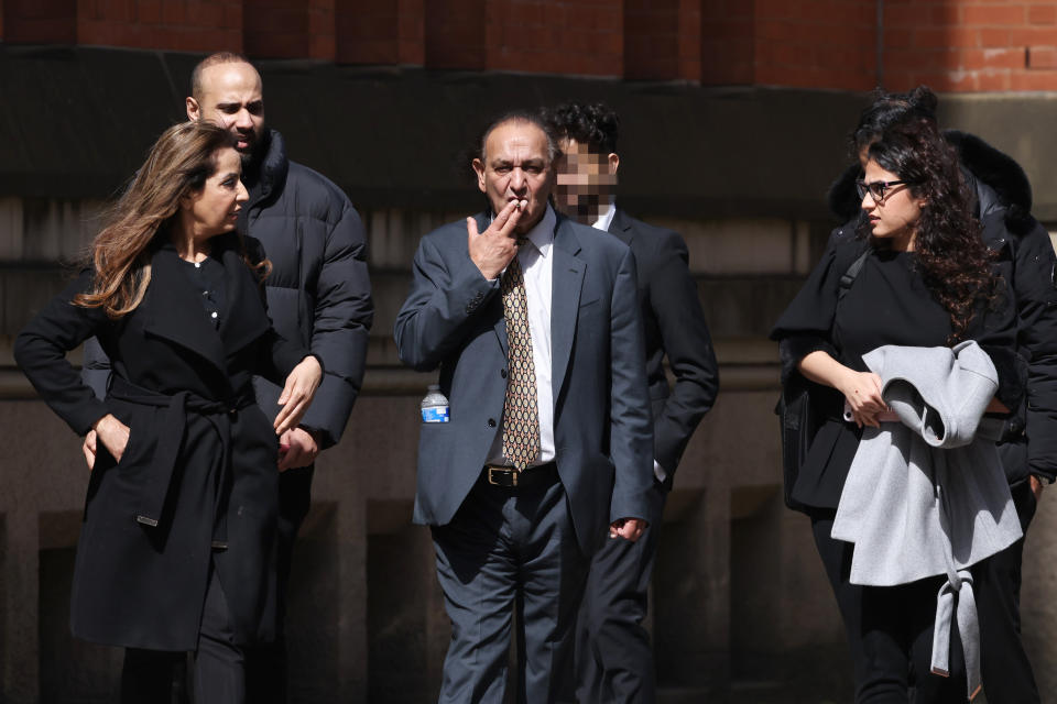 Nina Khan, Sultan Khan, Mohammed Isaq and Amani Khan outside the Crown Court at Manchester. (Reach)