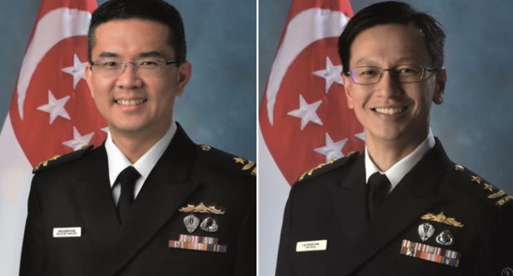 RADM Lew Chuen Hong (left), currently Chief of Staff – Naval Staff, will take over as Chief of Navy on 16 June 2017. Rear-Admiral (RADM) Lai Chung Han (right), the outgoing Chief of Navy, has served the SAF for 25 years since 1992.