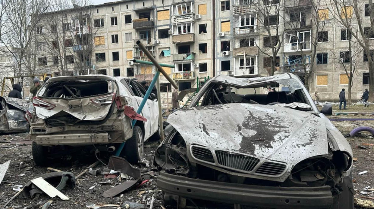 The aftermath of the Russian attack on the town of Myrnohrad. Photo: Donetsk Oblast Prosecutor’s Office