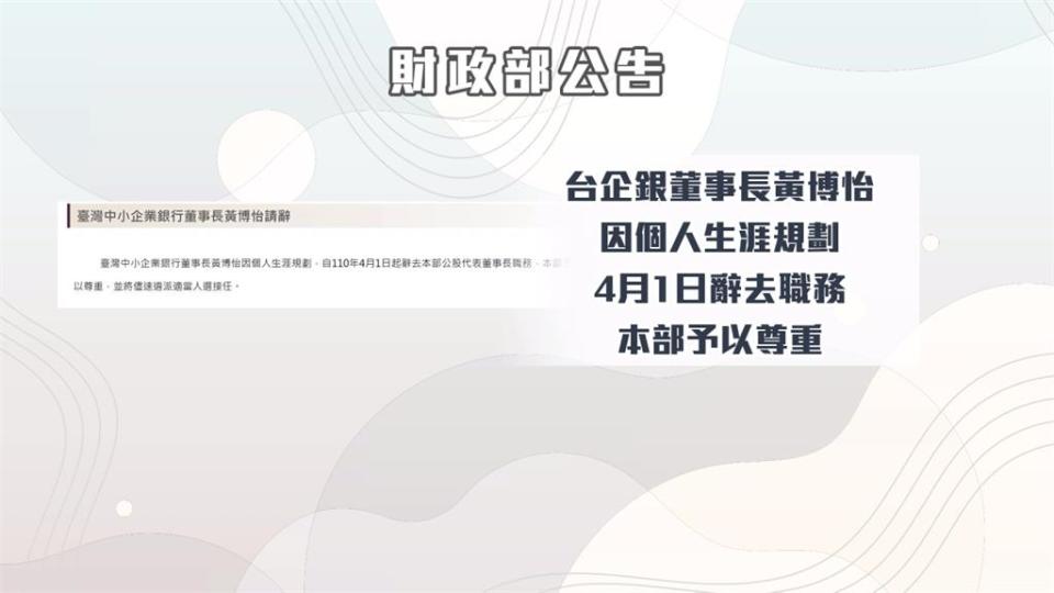 公銀人事又大風吹！台企銀董座驚傳請辭