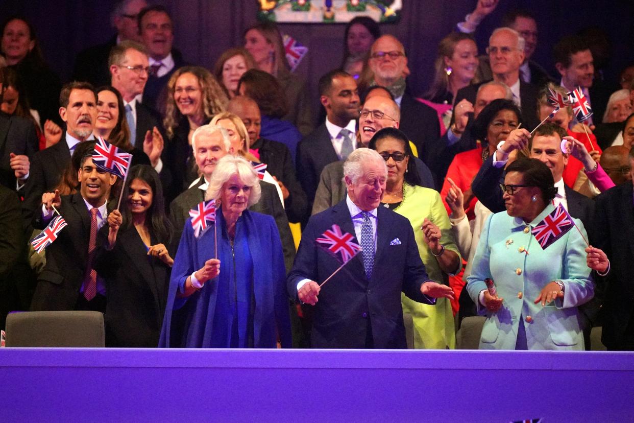 Baroness Scotland (right) next to the King at the concert (Getty)