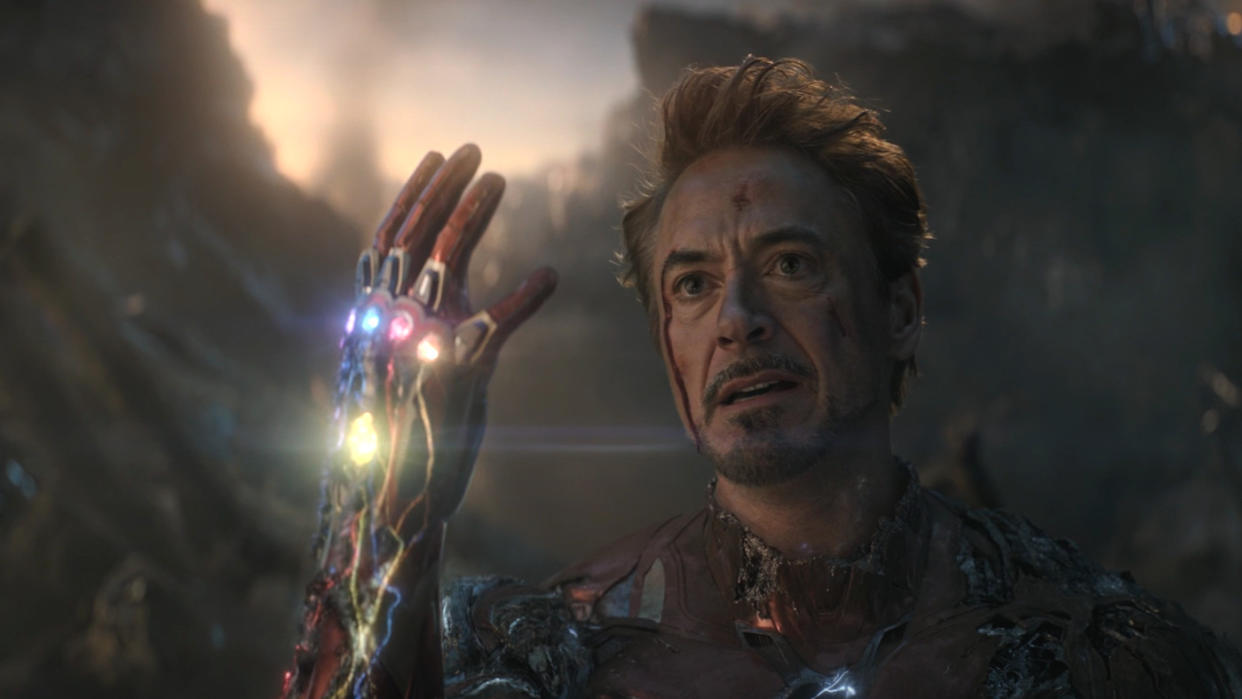 Robert Downey Jr. wields the Infinity Gauntlet in 'Avengers: Endgame'. (Credit: Marvel)