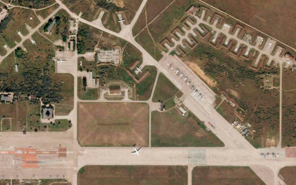 Russian aircraft Saky air base Crimea - Planet Labs PBC via AP