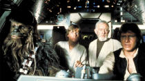 <p> The saga's most-repeated line is: "I have a bad feeling about this". It originated in Episode 4 (uttered by Luke), before being repeated by Han Solo in the same movie, then Leia in Episode 5, and C3-PO in Episode 6. The prequels continued the trend with Obi-Wan saying it in Episode 1 and Episode 3, and Anakin in Episode II. Han picked up the line once again in The Force Awakens when the Rathtars are set loose on the Millennium Falcon. In Rogue One, it becomes a joke, when K-2SO gets half way through the line and Jyn tells him "Quiet". </p>