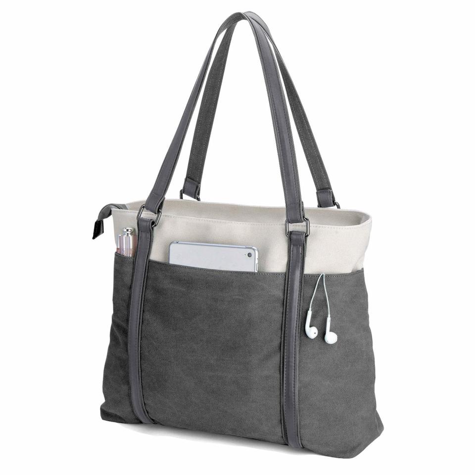 <h2>Bag Wizard</h2><br>If you're in hybrid-office mode, you may want to upgrade your commuter bag to something that can stash all your home-to-workplace essentials.<br><br><strong>Bag Wizard</strong> Laptop Tote Bag for Work, $, available at <a href="https://amzn.to/2SP5vXP" rel="nofollow noopener" target="_blank" data-ylk="slk:Amazon" class="link ">Amazon</a>