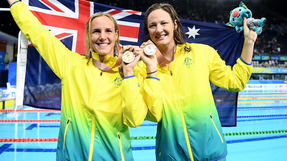 Bronte and Cate Campbell, pictured here at the Commonwealth Games in 2018.