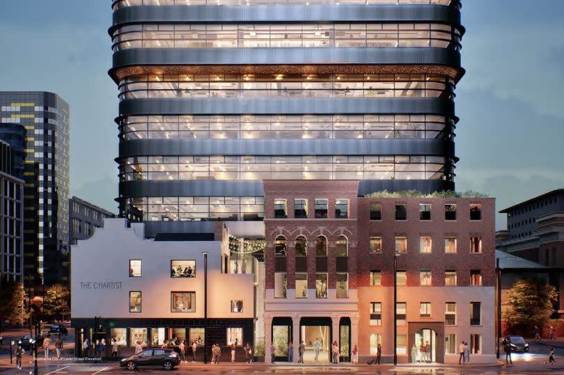 The NXQ building (centre) will tower over the existing buildings, including the Chartist home (left) -Credit:Howells/Soller Nine via planning portal