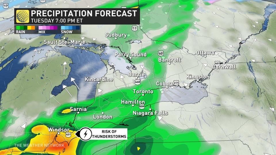 Ontario precip Tuesday 7pm