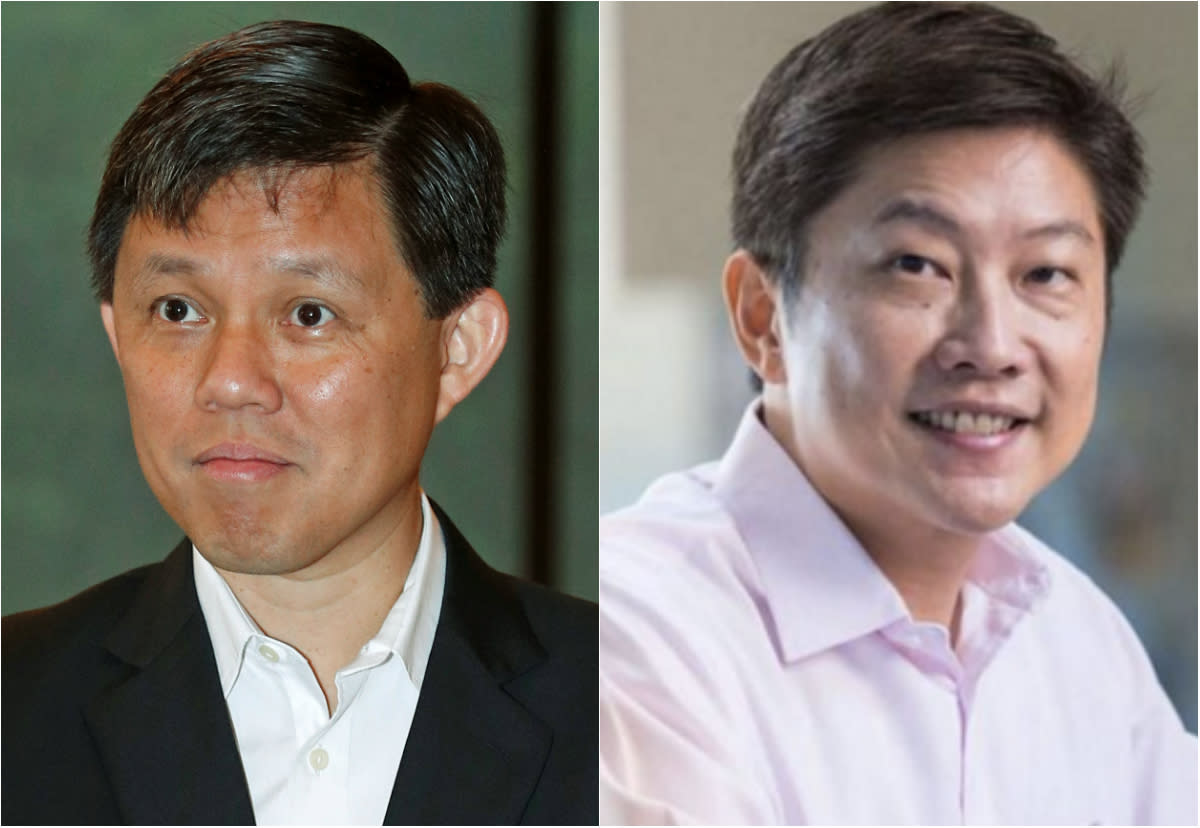 PHOTOS of labour chief and Minister in Prime Minister’s Office Chan Chun Sing (left) and Education Minister (Schools) Ng Chee Meng (right): Reuters, Facebook