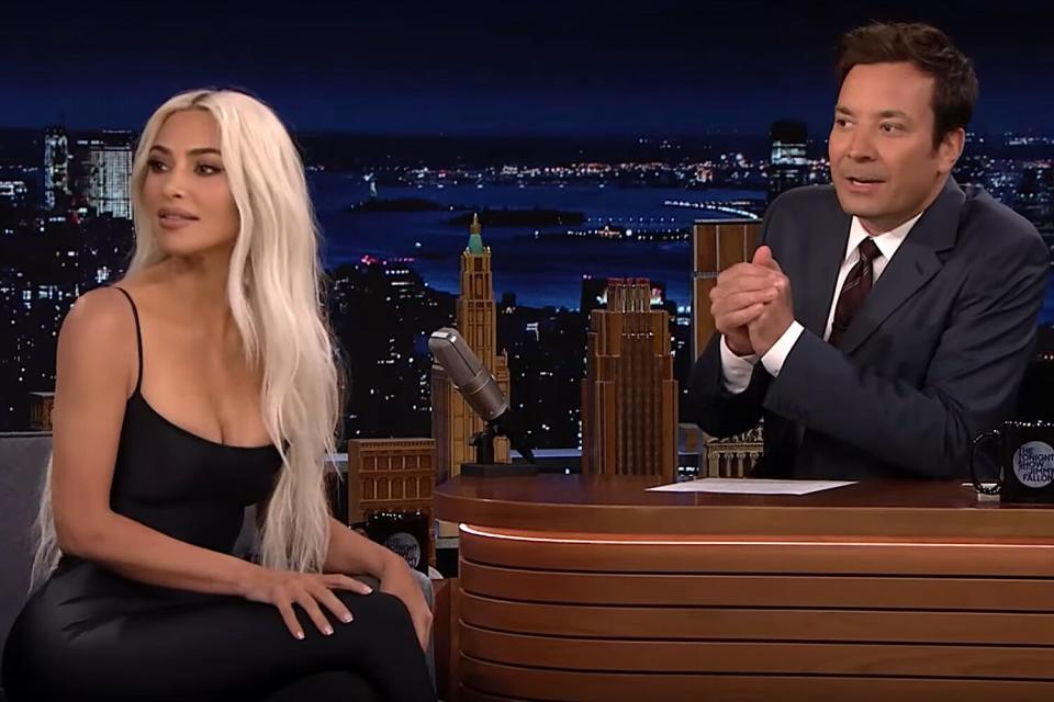 Kim Kardashian shushes her sons Psalm and Saint on The Tonight Show