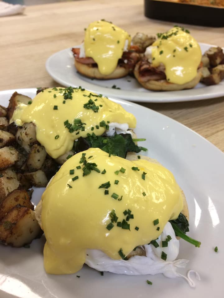 Eggs Benedict Florentine at Farm & Coast Market is a delicious treat.